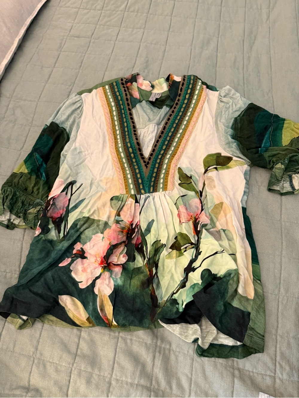 Anthro Boho flower flowy shirt